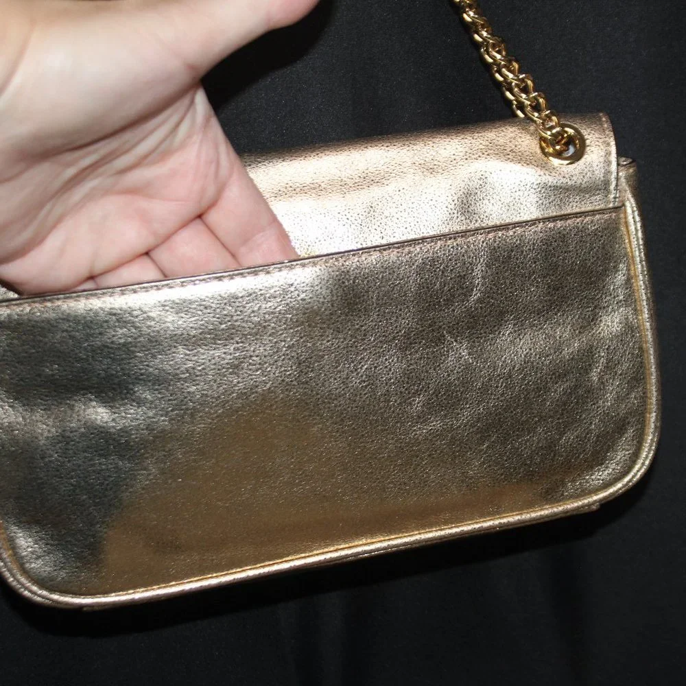 NWOT Michael Kors Gold Leather Shoulder Bag with Chain Strap - Picture 7 of 16